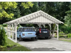 Skan Holz Carport Schwarzwald mit Dachlattung 684 x 600 cm Weiß