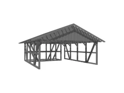 Skan Holz Carport Schwarzwald m. Dachlattung u. Abstellr. B 684 x 772 cm Grau