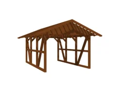 Skan Holz Carport Schwarzwald mit Dachlattung 424 x 600 cm Nuss