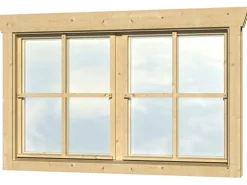 Skan Holz Doppelfenster BxH 2 x 57,5 x 70,5 cm für 45 mm Häuser