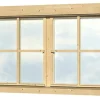Skan Holz Doppelfenster BxH 2 x 57,5 x 70,5 cm für 28 mm Häuser