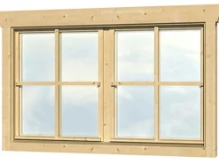 Skan Holz Doppelfenster BxH 2 x 57,5 x 70,5 cm für 28 mm Häuser