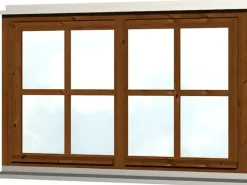 Skan Holz Doppelfenster Rahmenaußenmaß. 132,4 x 82,1 cm Nussbaum