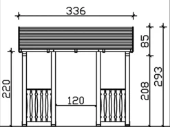 Skan Holz Haustür-Vordach Paderborn 6 Schiefergrau lasiert 336 cm x 156 cm
