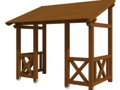 Skan Holz Haustür-Vordach Paderborn 7 Nussbaum lasiert 336 cm x 202 cm