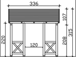 Skan Holz Haustür-Vordach Paderborn 7 Schiefergrau lasiert 336 cm x 202 cm