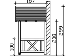 Skan Holz Haustür-Vordach Stralsund 7 Schiefergrau lasiert 360 cm x 187 cm
