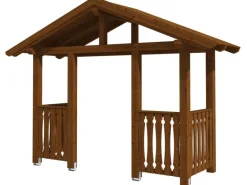 Skan Holz Haustür-Vordach Stralsund 6 Nussbaum lasiert 360 cm x 139 cm