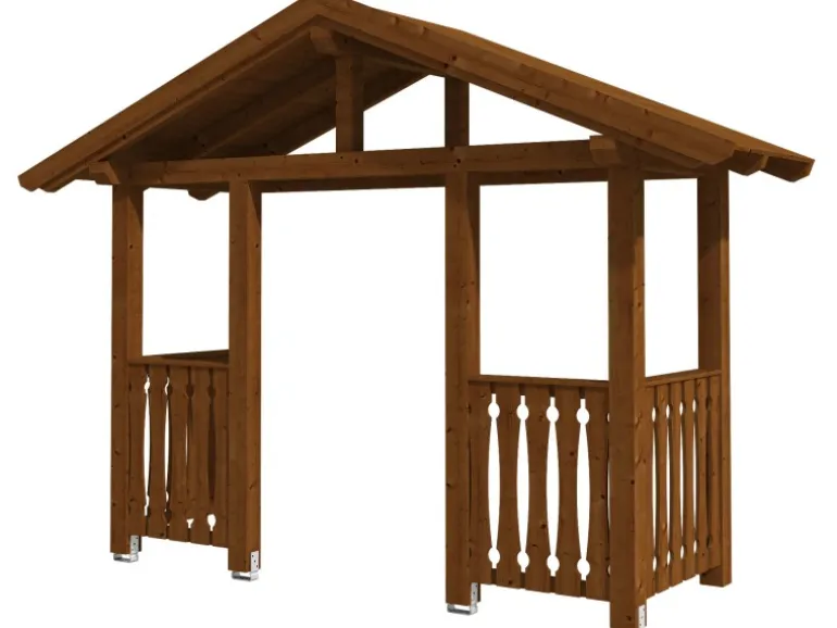 Skan Holz Haustür-Vordach Stralsund 6 Nussbaum lasiert 360 cm x 139 cm