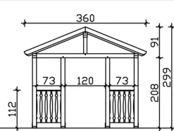 Skan Holz Haustür-Vordach Stralsund 6 Nussbaum lasiert 360 cm x 139 cm