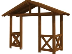 Skan Holz Haustür-Vordach Stralsund 5 Nussbaum lasiert 360 cm x 139 cm