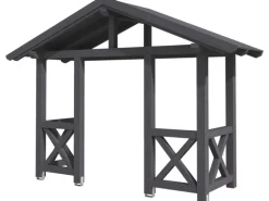 Skan Holz Haustür-Vordach Stralsund 5 Schiefergrau lasiert 360 cm x 139 cm