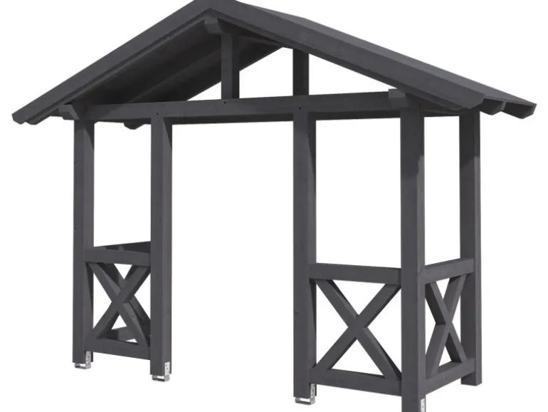 Skan Holz Haustür-Vordach Stralsund 5 Schiefergrau lasiert 360 cm x 139 cm