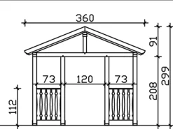 Skan Holz Haustür-Vordach Stralsund 8 Schiefergrau lasiert 360 cm x 187 cm