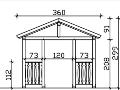 Skan Holz Haustür-Vordach Stralsund 6 Schiefergrau lasiert 360 cm x 139 cm