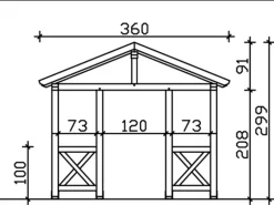 Skan Holz Haustür-Vordach Stralsund 5 Eiche hell lasiert 360 cm x 139 cm