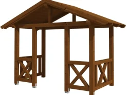 Skan Holz Haustür-Vordach Stralsund 7 Nussbaum lasiert 360 cm x 187 cm