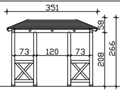 Skan Holz Haustür-Vordach Wismar 5 Eiche hell lasiert 351 cm x 134 cm