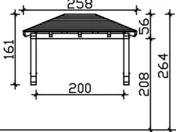 Skan Holz Haustür-Vordach Wismar 1 Eiche hell lasiert 258 cm x 126 cm