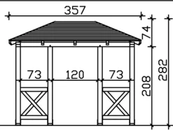 Skan Holz Haustür-Vordach Wismar 7 Natur 357 cm x 192 cm