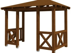 Skan Holz Haustür-Vordach Wismar 7 Nussbaum lasiert 357 cm x 192 cm