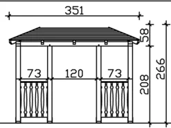 Skan Holz Haustür-Vordach Wismar 6 Nussbaum lasiert 351 cm x 134 cm
