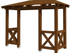 Skan Holz Haustür-Vordach Wismar 5 Nussbaum lasiert 351 cm x 134 cm