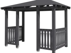 Skan Holz Haustür-Vordach Wismar 8 Schiefergrau lasiert 357 cm x 192 cm