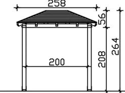 Skan Holz Haustür-Vordach Wismar 4 Schiefergrau lasiert 258 cm x 126 cm