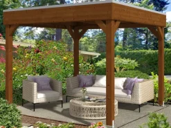 Skan Holz Holz-Pavillon Toulouse Nussbaum lasiert 294 cm x 294 cm