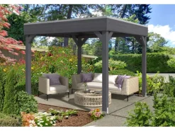 Skan Holz Holz-Pavillon Toulouse Schiefergrau lasiert 294 cm x 294 cm