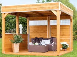 Skan Holz Holz-Pavillon Toulouse Schiefergrau lasiert 294 cm x 294 cm