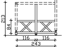 Skan Holz Seitenwand Andreaskreuz (FS) 255 x 210 cm Fichte Schiefergrau
