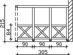 Skan Holz Seitenwand Andreaskreuz (WA) 305 x 210 cm Fichte Schiefergrau