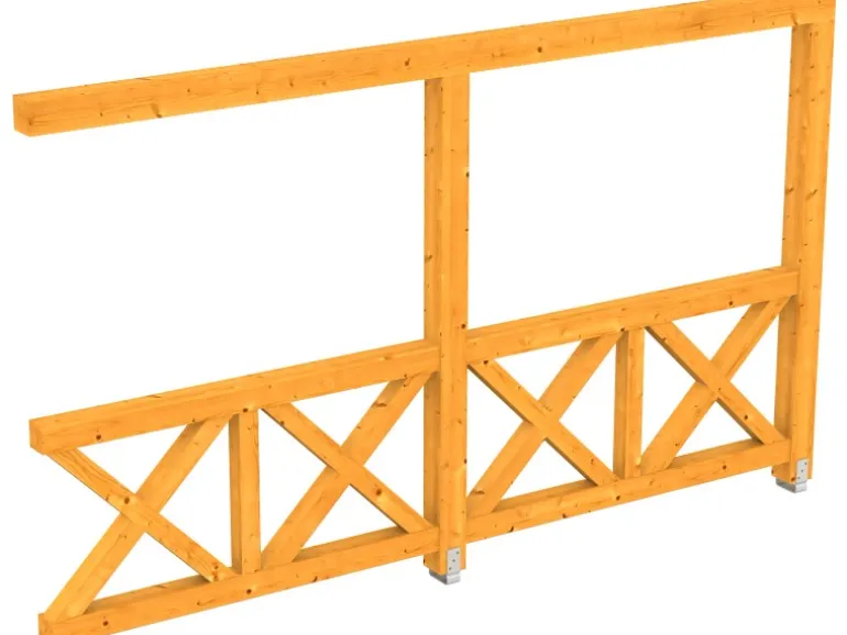 Skan Holz Seitenwand Andreaskreuz (WA) 355 x 210 cm Fichte Eiche hell