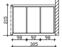 Skan Holz Seitenwand m. Polycarbonatplatten (WA) 305 x 200 cm Fichte Nussbaum