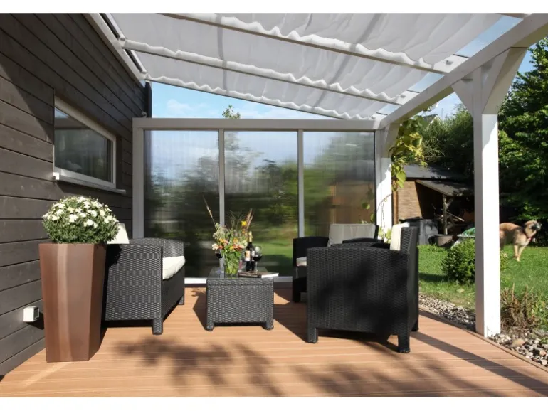 Skan Holz Seitenwand m. Polycarbonatplatten (WA) 255 x 200 cm Fichte Weiß