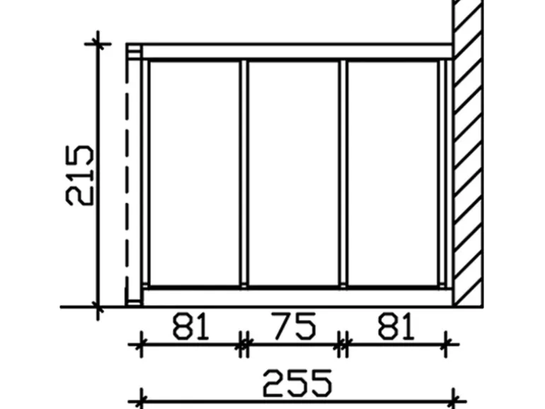 Skan Holz Seitenwand m. Polycarbonatplatten (WA) 255 x 200 cm Fichte Eiche hell
