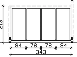 Skan Holz Seitenwand m. Polycarbonatplatten (FS) 355 x 200 cm Fichte Eiche hell