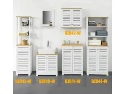 SoBuy Badezimmerschrank mit 3 Fächern und 2 Türen MDF Weiß BZR44-W