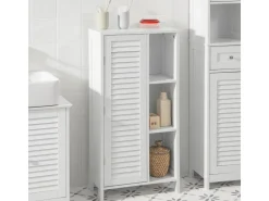 SoBuy Badkommode Hochschrank mit Lamellentür Kommode Badezimmerschrank BZR39-W