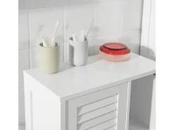 SoBuy Badkommode Hochschrank mit Lamellentür Kommode Badezimmerschrank BZR39-W