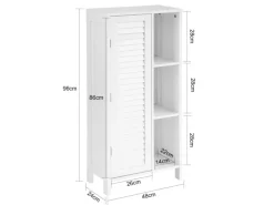 SoBuy Badkommode Hochschrank mit Lamellentür Kommode Badezimmerschrank BZR39-W