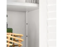 SoBuy Badschrank Sideboard mit 2 Ablagen und Lamellentüren 60x90x26cm Weiß BZR13-W