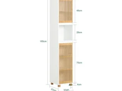 SoBuy Hochschrank Badregal Badezimmerschrank Badezimmermöbel BZR127-W