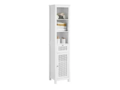 SoBuy Hochschrank mit 3 offenem Fächern und 1 Schublade MDF Weiß BZR36-W