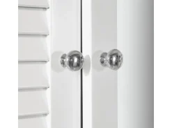 SoBuy Spiegelschrank mit Lamellentür Hängeschrank Wandschrank Weiß BZR55-W