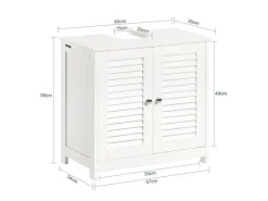 SoBuy Waschbeckenunterschrank Badschrank mit 2 Lamellentüren MDF 60x58x35cm Weiß FRG237-W