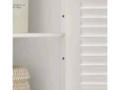 SoBuy Waschbeckenunterschrank Badschrank mit 2 Lamellentüren MDF 60x58x35cm Weiß FRG237-W