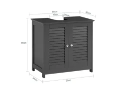 SoBuy Waschbeckenunterschrank Badschrank mit 2 Lamellentüren 60x58x35cm Grau FRG237-II-DG